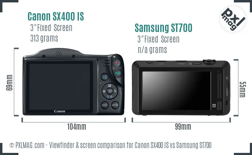 Canon SX400 IS vs Samsung ST700 Screen and Viewfinder comparison Canon SX400 IS vs Samsung ST700 Screen and Viewfinder comparison