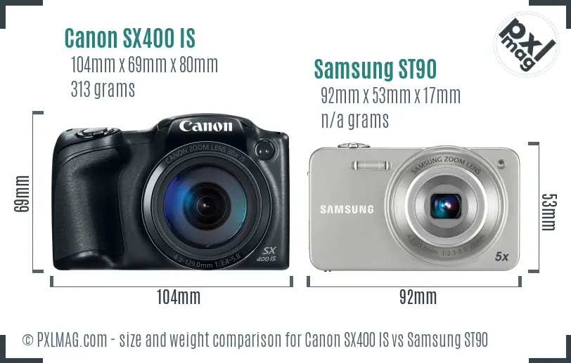 Canon SX400 IS vs Samsung ST90 size comparison Canon SX400 IS vs Samsung ST90 size comparison