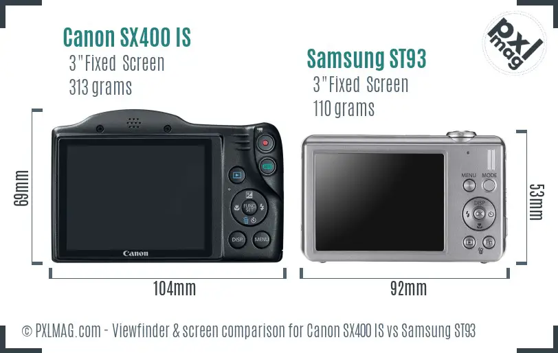 Canon SX400 IS vs Samsung ST93 Screen and Viewfinder comparison Canon SX400 IS vs Samsung ST93 Screen and Viewfinder comparison