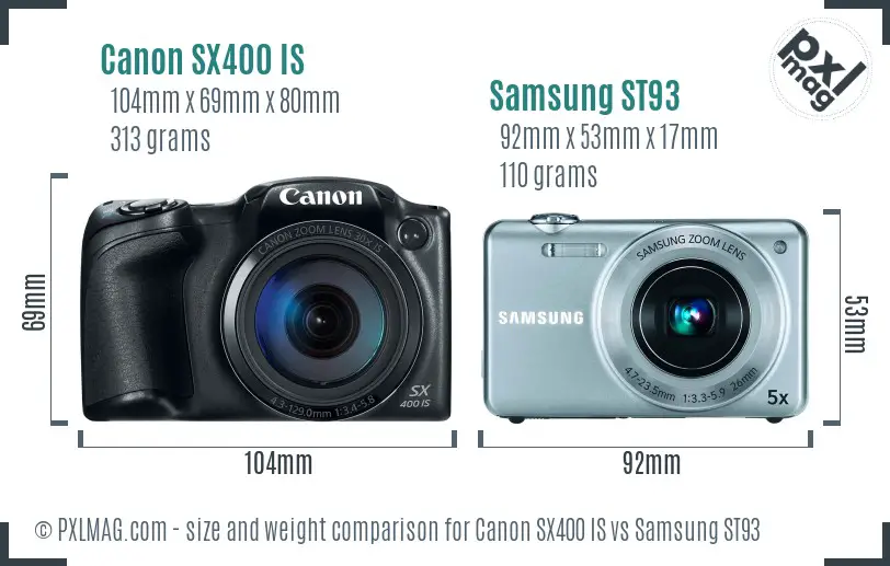 Canon SX400 IS vs Samsung ST93 size comparison Canon SX400 IS vs Samsung ST93 size comparison