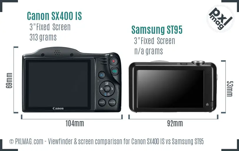 Canon SX400 IS vs Samsung ST95 Screen and Viewfinder comparison