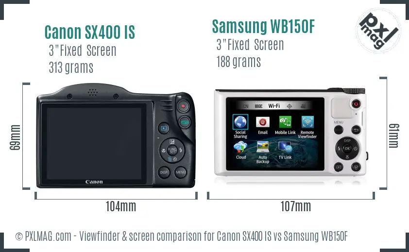 Canon SX400 IS vs Samsung WB150F Screen and Viewfinder comparison