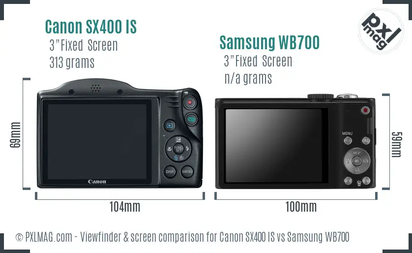 Canon SX400 IS vs Samsung WB700 Screen and Viewfinder comparison