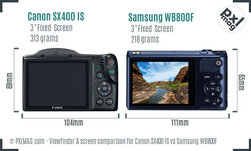 Canon SX400 IS vs Samsung WB800F Screen and Viewfinder comparison Canon SX400 IS vs Samsung WB800F Screen and Viewfinder comparison