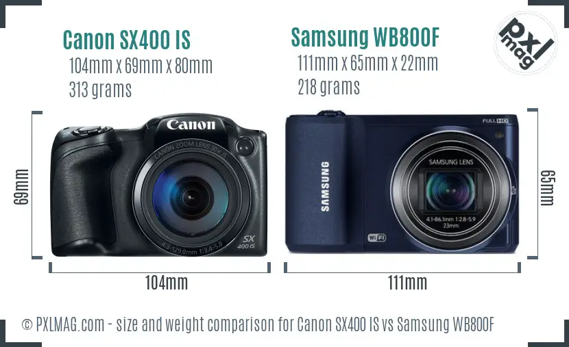 Canon SX400 IS vs Samsung WB800F size comparison Canon SX400 IS vs Samsung WB800F size comparison