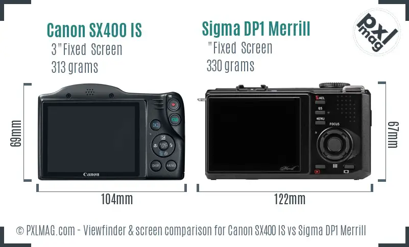 Canon SX400 IS vs Sigma DP1 Merrill Screen and Viewfinder comparison