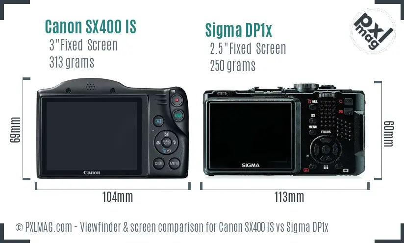 Canon SX400 IS vs Sigma DP1x Screen and Viewfinder comparison