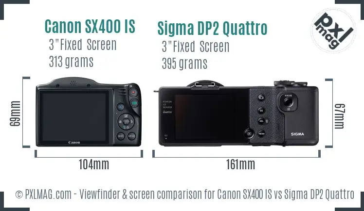 Canon SX400 IS vs Sigma DP2 Quattro Screen and Viewfinder comparison