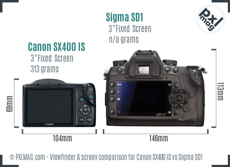 Canon SX400 IS vs Sigma SD1 Screen and Viewfinder comparison