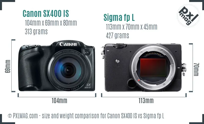Canon SX400 IS vs Sigma fp L size comparison