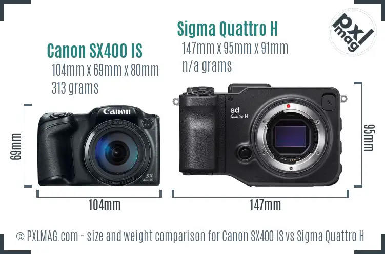 Canon SX400 IS vs Sigma Quattro H size comparison Canon SX400 IS vs Sigma Quattro H size comparison