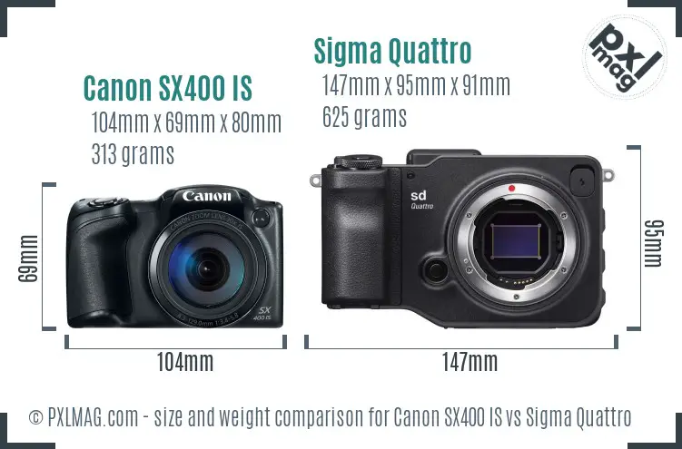 Canon SX400 IS vs Sigma Quattro size comparison Canon SX400 IS vs Sigma Quattro size comparison