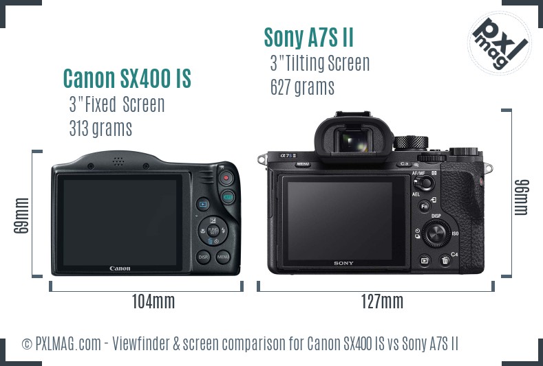 Canon SX400 IS vs Sony A7S II Screen and Viewfinder comparison