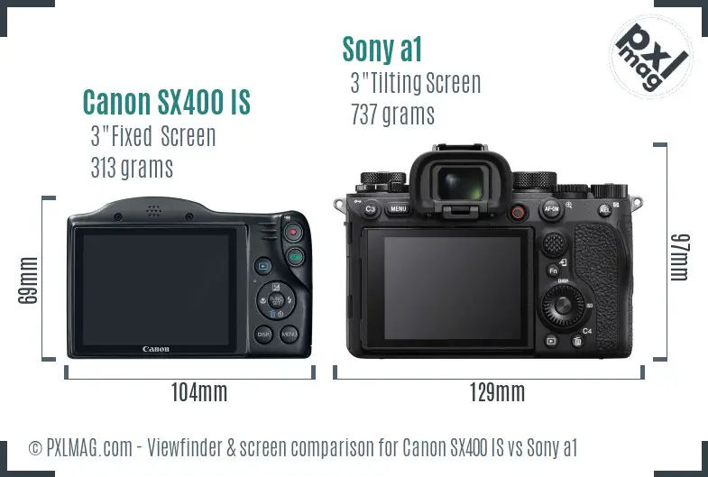 Canon SX400 IS vs Sony a1 Screen and Viewfinder comparison