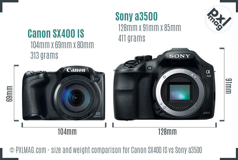 Canon SX400 IS vs Sony a3500 size comparison Canon SX400 IS vs Sony a3500 size comparison