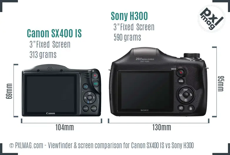 Canon SX400 IS vs Sony H300 Screen and Viewfinder comparison