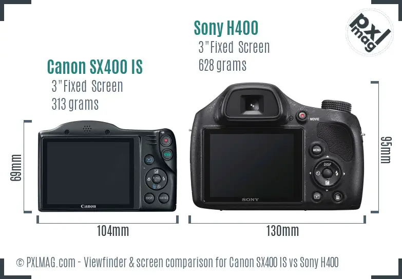 Canon SX400 IS vs Sony H400 Screen and Viewfinder comparison