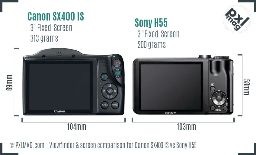 Canon SX400 IS vs Sony H55 Screen and Viewfinder comparison