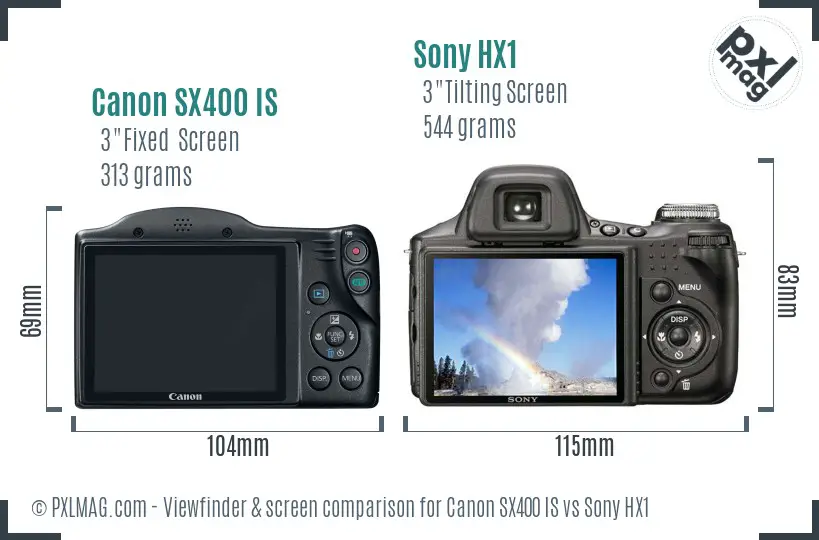 Canon SX400 IS vs Sony HX1 Screen and Viewfinder comparison