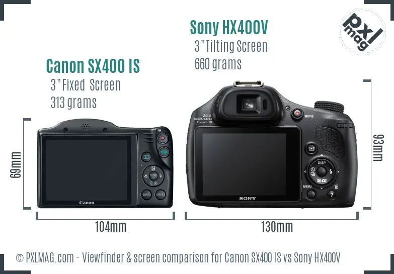 Canon SX400 IS vs Sony HX400V Screen and Viewfinder comparison