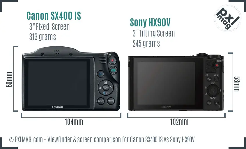 Canon SX400 IS vs Sony HX90V Screen and Viewfinder comparison