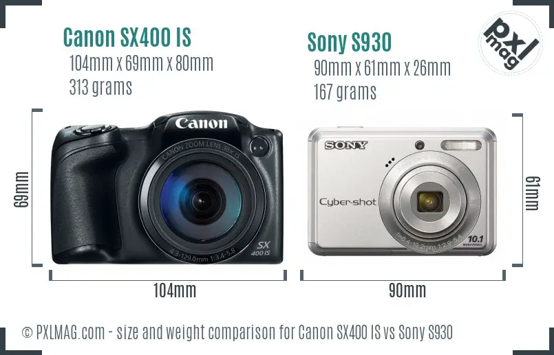 Canon SX400 IS vs Sony S930 size comparison Canon SX400 IS vs Sony S930 size comparison
