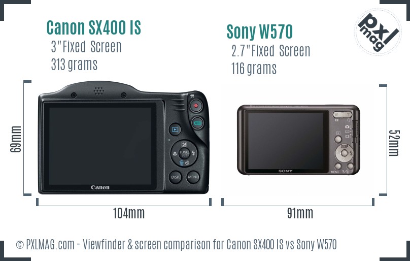 Canon SX400 IS vs Sony W570 Screen and Viewfinder comparison