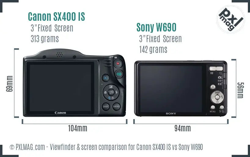 Canon SX400 IS vs Sony W690 Screen and Viewfinder comparison Canon SX400 IS vs Sony W690 Screen and Viewfinder comparison