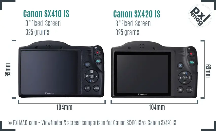 Canon SX410 IS vs Canon SX420 IS Screen and Viewfinder comparison