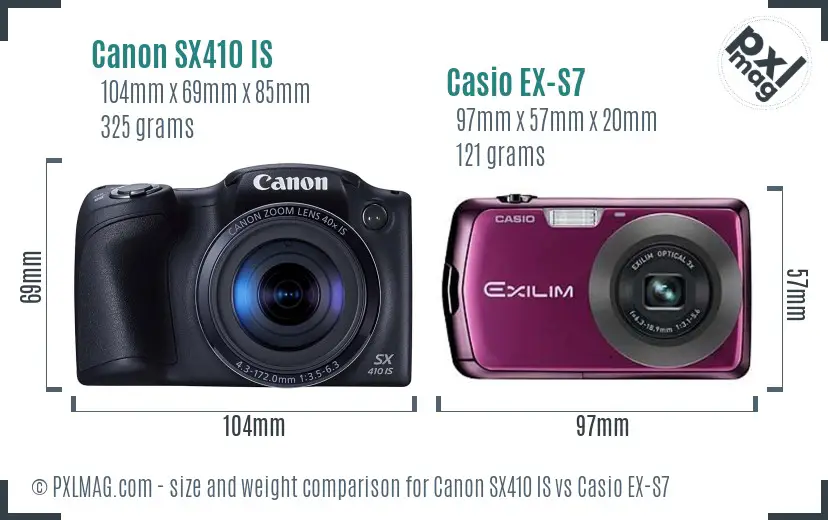 Canon SX410 IS vs Casio EX-S7 size comparison