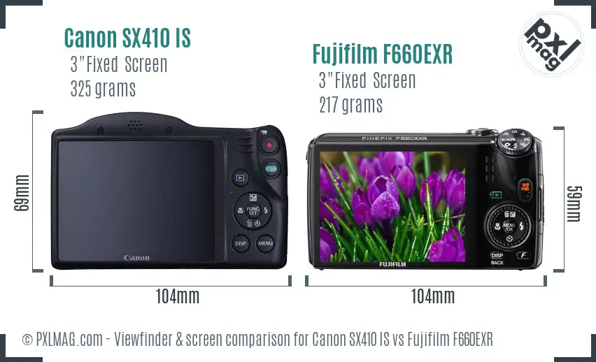 Canon SX410 IS vs Fujifilm F660EXR Screen and Viewfinder comparison Canon SX410 IS vs Fujifilm F660EXR Screen and Viewfinder comparison