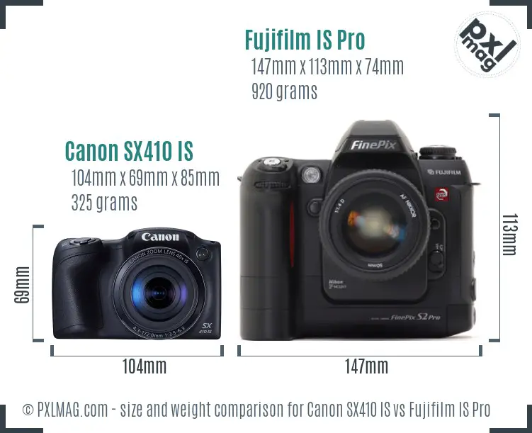 Canon SX410 IS vs Fujifilm IS Pro size comparison