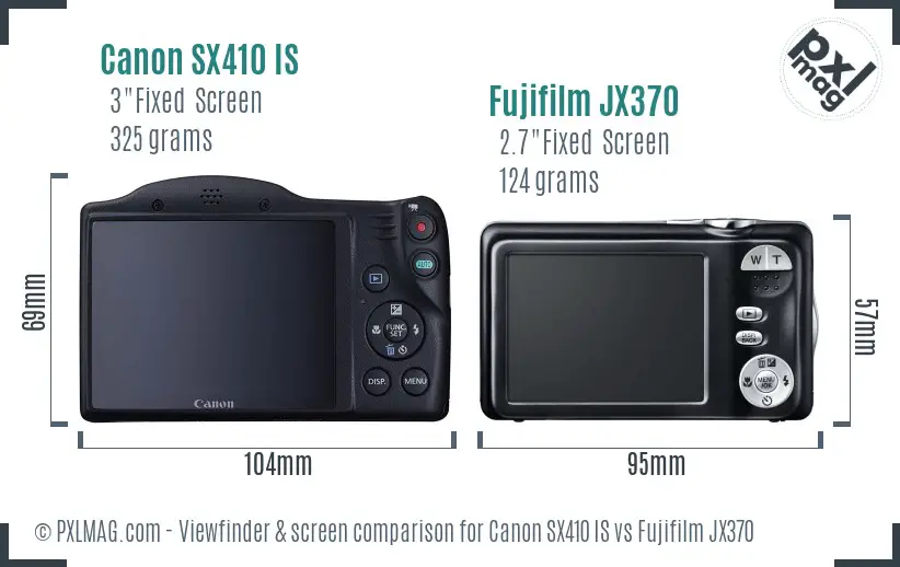 Canon SX410 IS vs Fujifilm JX370 Screen and Viewfinder comparison