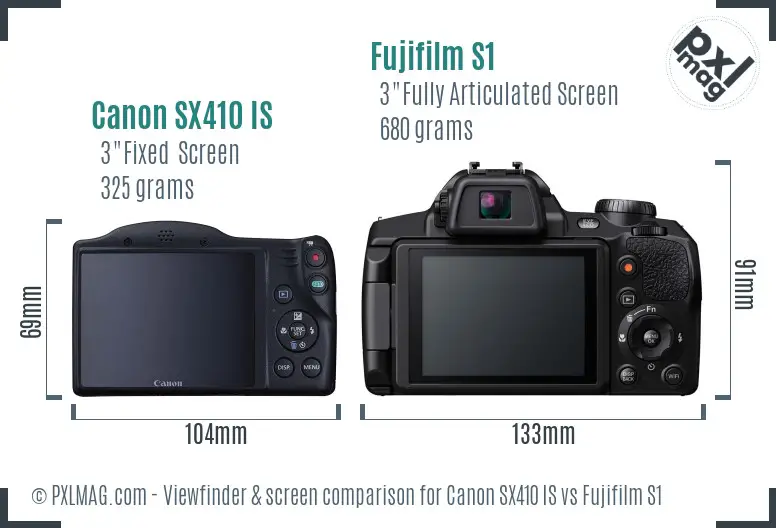 Canon SX410 IS vs Fujifilm S1 Screen and Viewfinder comparison