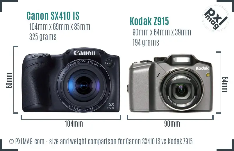 Canon SX410 IS vs Kodak Z915 size comparison Canon SX410 IS vs Kodak Z915 size comparison