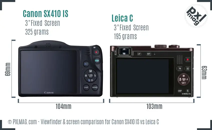 Canon SX410 IS vs Leica C Screen and Viewfinder comparison Canon SX410 IS vs Leica C Screen and Viewfinder comparison