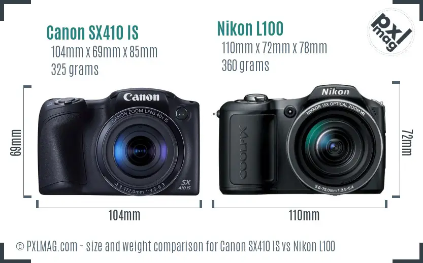 Canon SX410 IS vs Nikon L100 size comparison Canon SX410 IS vs Nikon L100 size comparison