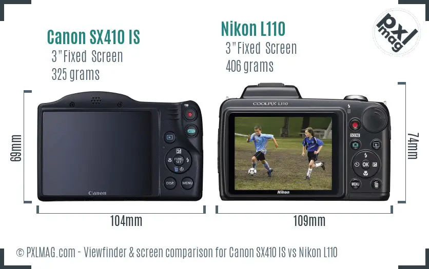 Canon SX410 IS vs Nikon L110 Screen and Viewfinder comparison Canon SX410 IS vs Nikon L110 Screen and Viewfinder comparison