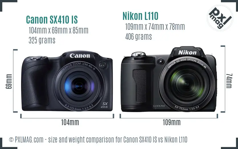 Canon SX410 IS vs Nikon L110 size comparison Canon SX410 IS vs Nikon L110 size comparison
