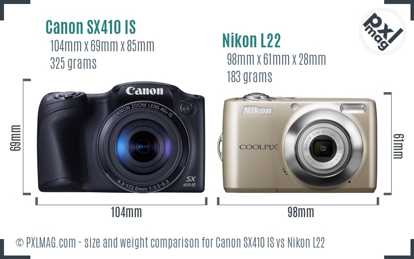 Canon SX410 IS vs Nikon L22 size comparison Canon SX410 IS vs Nikon L22 size comparison