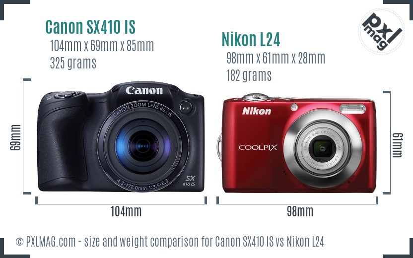 Canon SX410 IS vs Nikon L24 size comparison Canon SX410 IS vs Nikon L24 size comparison