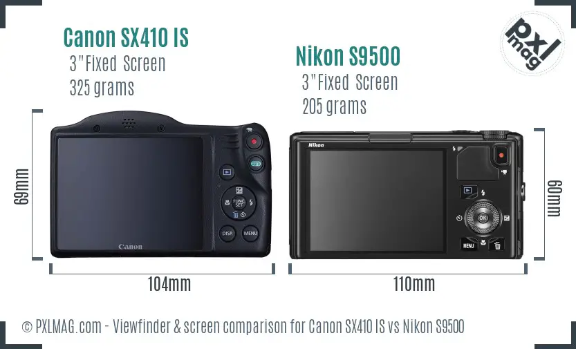 Canon SX410 IS vs Nikon S9500 Screen and Viewfinder comparison Canon SX410 IS vs Nikon S9500 Screen and Viewfinder comparison