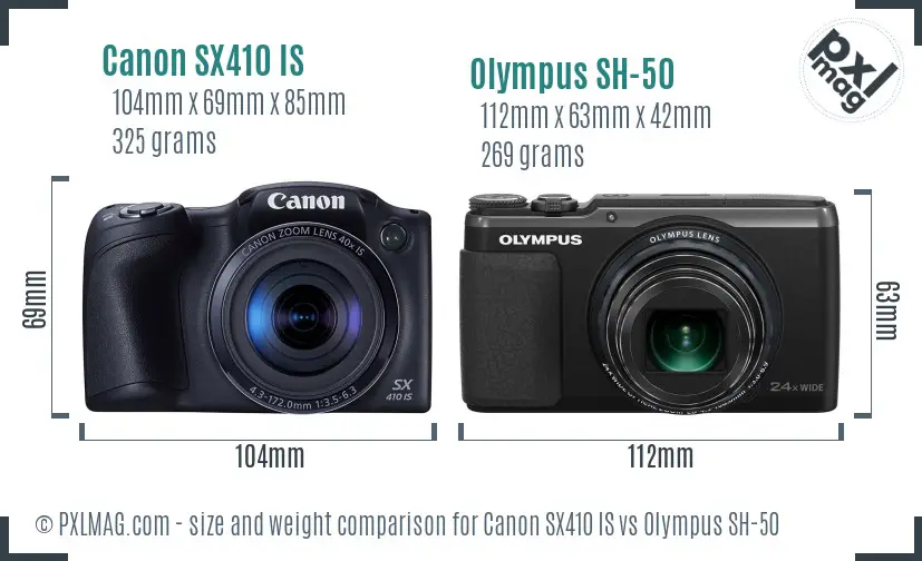 Canon SX410 IS vs Olympus SH-50 size comparison Canon SX410 IS vs Olympus SH-50 size comparison