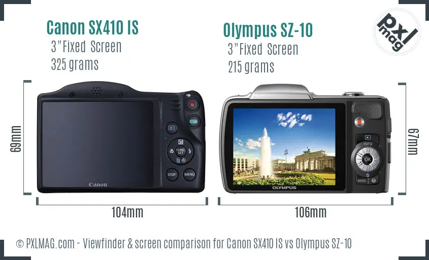 Canon SX410 IS vs Olympus SZ-10 Screen and Viewfinder comparison Canon SX410 IS vs Olympus SZ-10 Screen and Viewfinder comparison