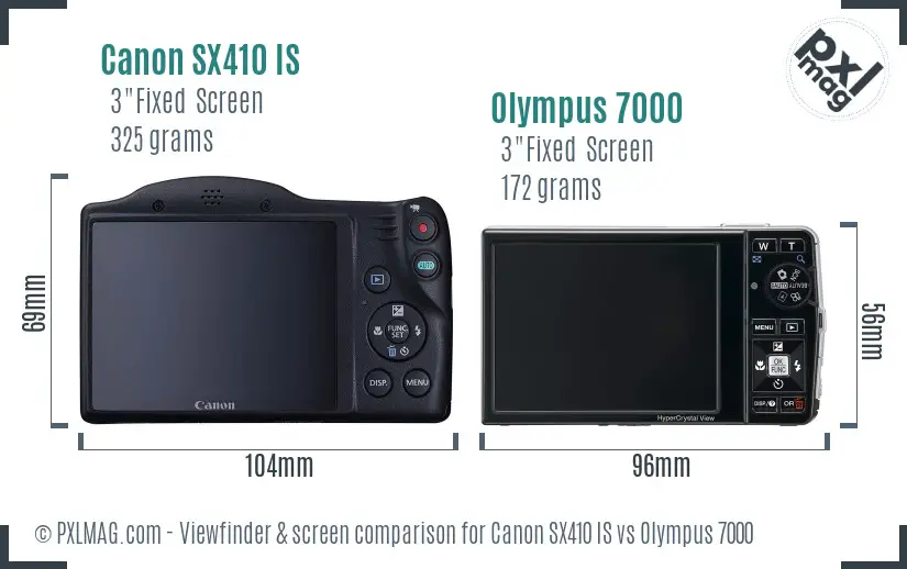 Canon SX410 IS vs Olympus 7000 Screen and Viewfinder comparison