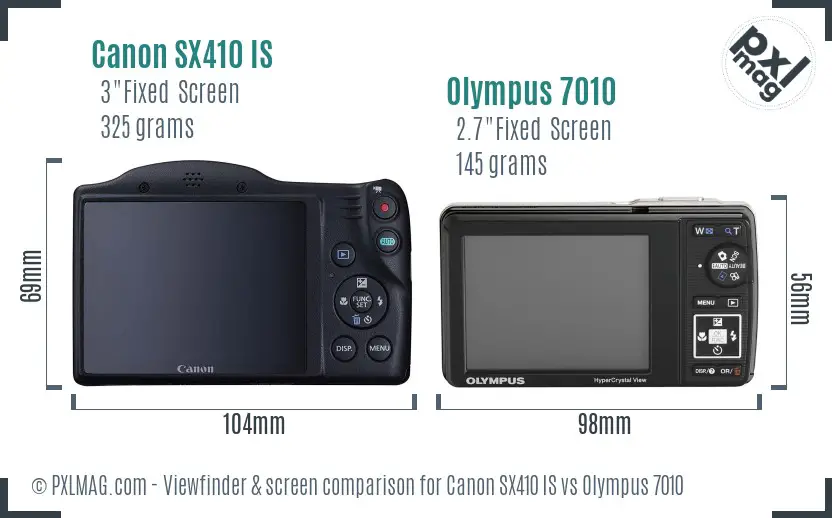 Canon SX410 IS vs Olympus 7010 Screen and Viewfinder comparison