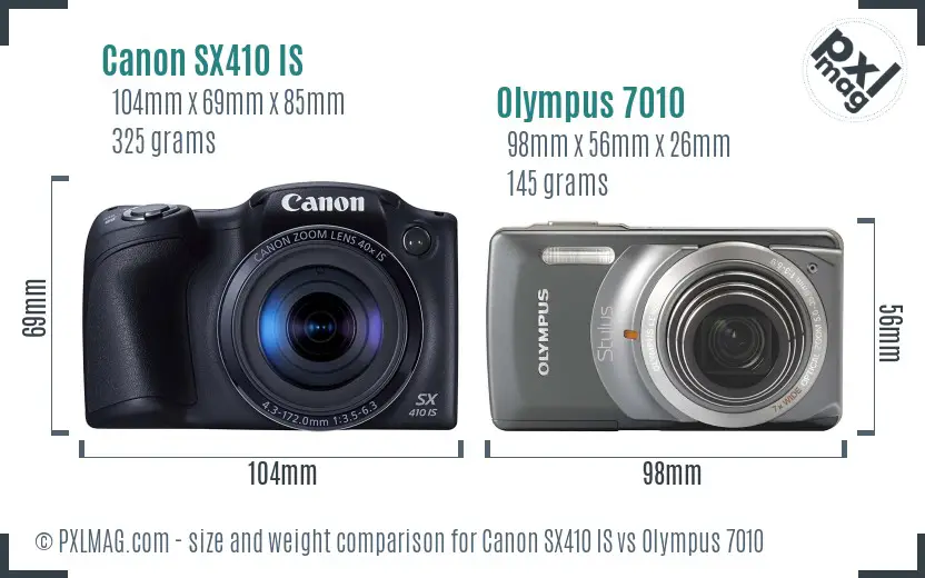 Canon SX410 IS vs Olympus 7010 size comparison