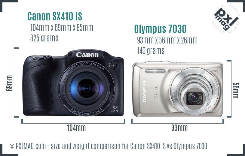 Canon SX410 IS vs Olympus 7030 size comparison Canon SX410 IS vs Olympus 7030 size comparison
