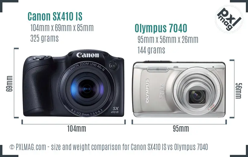 Canon SX410 IS vs Olympus 7040 size comparison