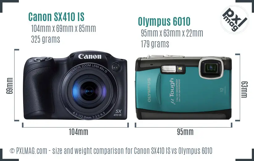 Canon SX410 IS vs Olympus 6010 size comparison